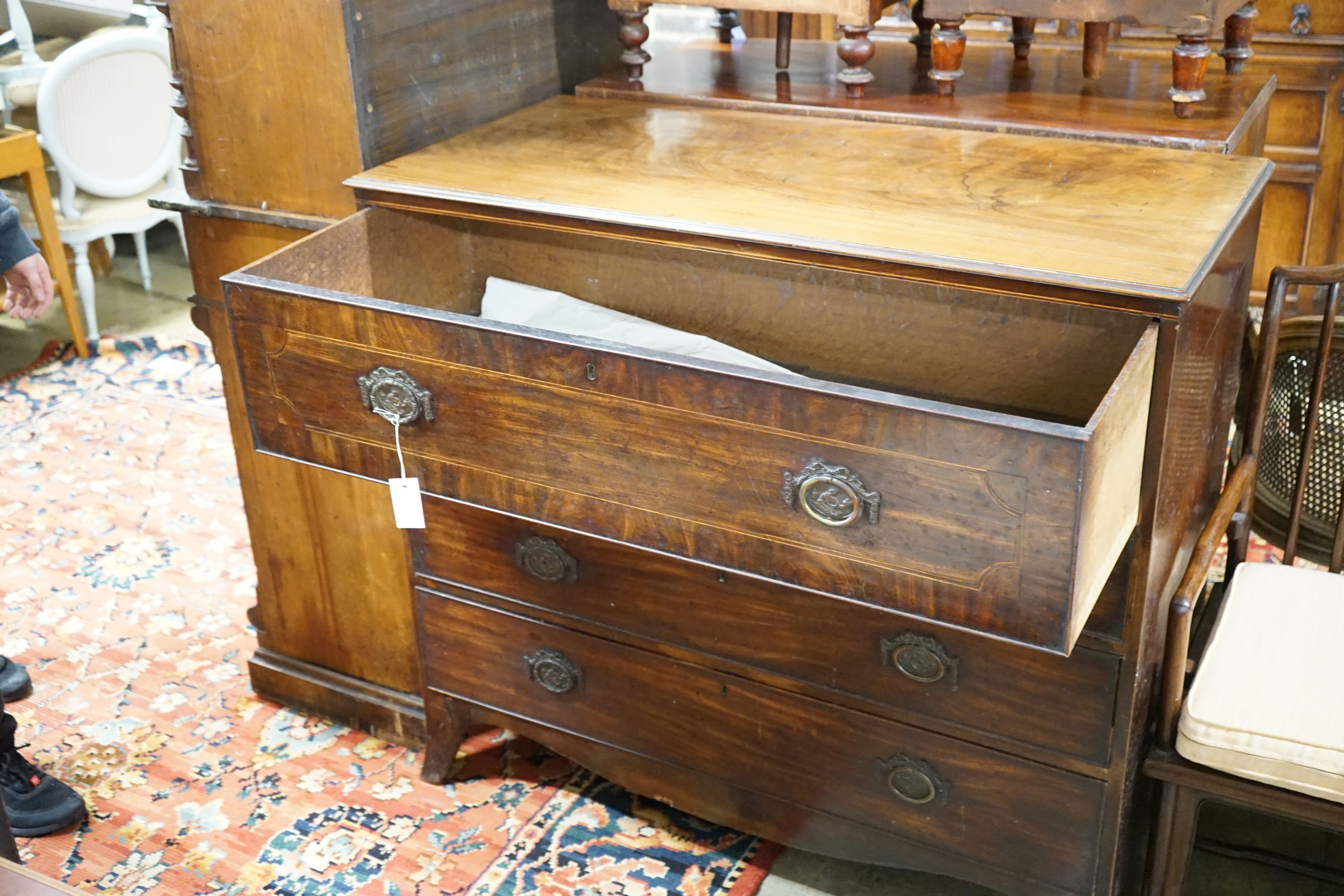 A George IV banded mahogany chest, width 115cm, depth 55cm, height 106cm